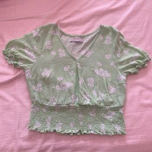 Mint green floral top